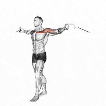 A person performing cable crossovers at the gym, targeting the upper chest muscles
