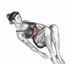 Illustration of a person performing the heel touch exercise for a toned lower body.